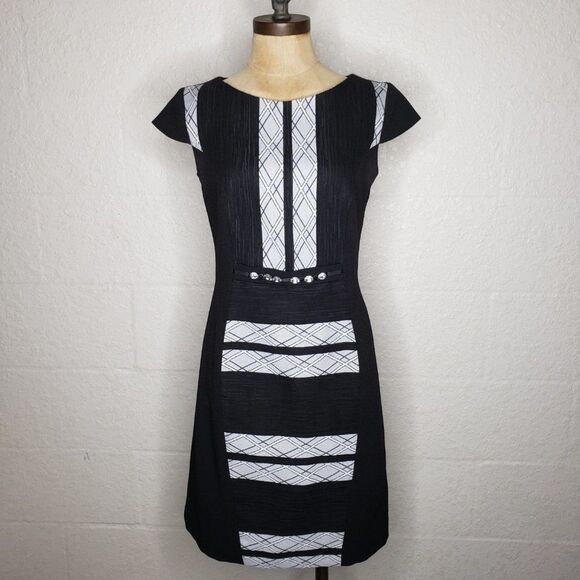 Sonia Pena Couture Black Color Block Dress Size 8 - Picture 2 of 8